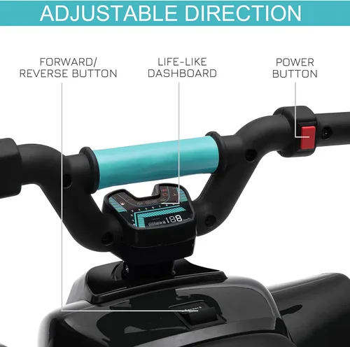 Miniatura 4 de Aosom 6V ATV para niños de 4 ruedas, vehículo con batería y motor eléctrico, cuatrimoto con cambio de marcha hacia adelante/en reversa para niños