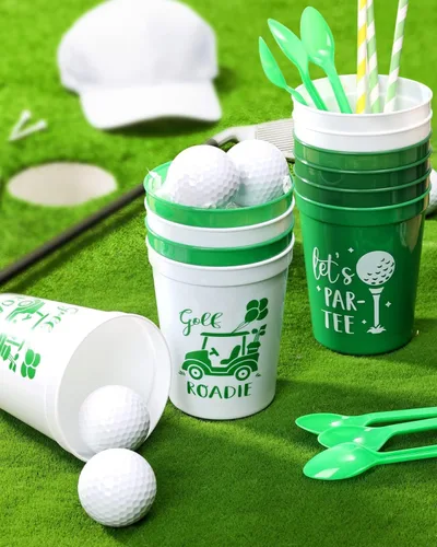 Miniatura 4 de Nefelibata Copas de golf para despedida de soltera, 12 unidades, vasos de plástico Let's Par-Tee, decoraciones de fiesta temática de golf