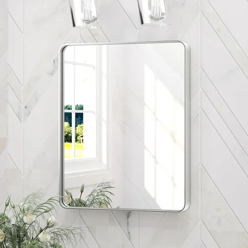 Miniatura 50 de Keonjinn Espejos de baño negros para sobre el fregadero, espejos cuadrados grandes de 36 x 36 pulgadas para pared, espejo rectangular redondeado
