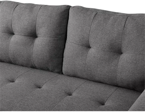Miniatura 8 de BOWERY HILL Sofá cama modular reversible de lino gris acero con almacenamiento, tapicería de mezcla de algodón, cama extraíble, cojines copetudos