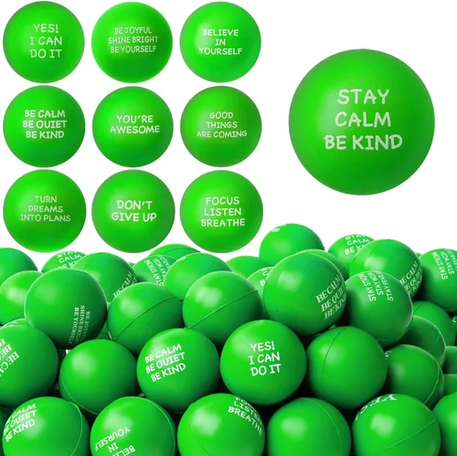 Miniatura 8 de SHQDD 54 bolas antiestrés, bolas antiestrés para adultos, juguetes de esponja suave para apretar con citas inspiradoras, regalos para aliviar
