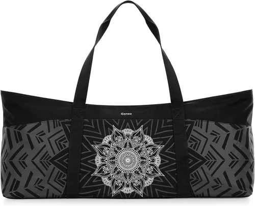 Gonex Bolsa para esterilla de yoga, bolsa de gimnasio de lona extra con cremallera de metal impermeable, se adapta a tapetes y bloques, elegante