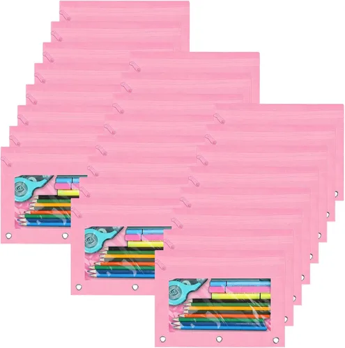Miniatura 10 de YoeeJob Estuche para lápices para carpeta de 3 anillas, estuches con cremallera para lápices a granel, estuche para lápices con ventana transparente