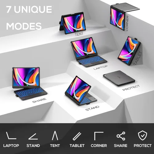 Miniatura 7 de typecase Funda con teclado táctil con trackpad para iPad Air de 11 pulgadas (M3 2025 / M2 2024) 2024: rotación de 360° - retroiluminación de 11