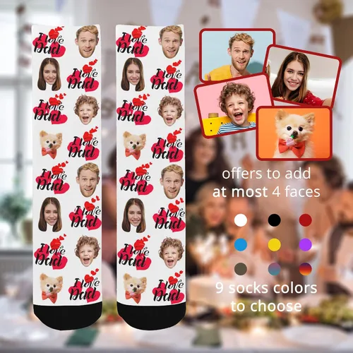 Miniatura 2 de Artsadd Calcetines personalizados divertidos calcetines personalizados con imagen, calcetines personalizados para hombres, papá, día del padre