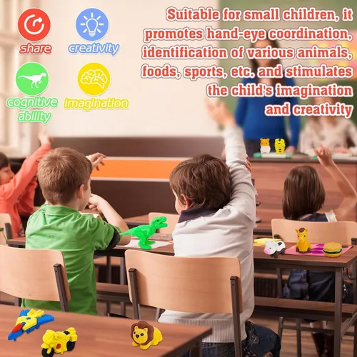 Miniatura 5 de URSKYTOUS 130 piezas Borradores de animales para niños, mascotas de escritorio, borradores de lápices, rompecabezas 3D, mini, a granel, lindos
