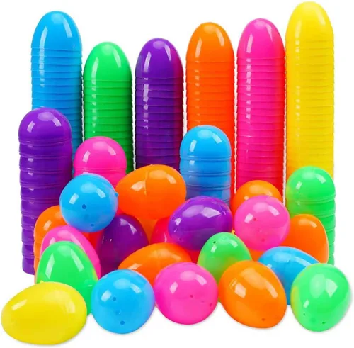 600 huevos de Pascua de plástico, huevos de Pascua de colores brillantes de 2.35 pulgadas para caza de Pascua, decoración de fiesta temática de
