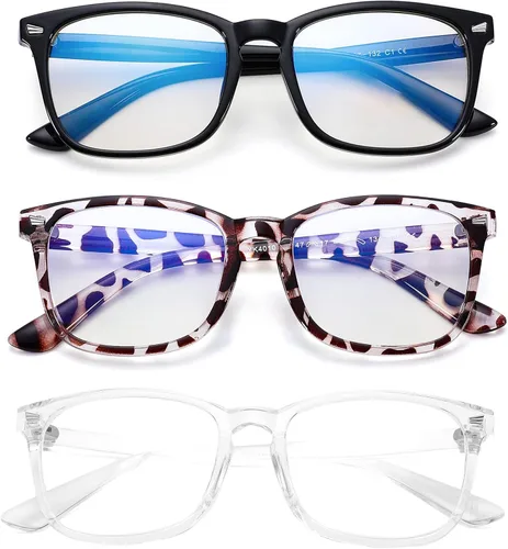 Miniatura 9 de COASION Gafas de pantalla azul para niños de 3 a 12 años, paquete de 3 gafas de bloqueo de luz azul para niñas y niños, anteojos falsos