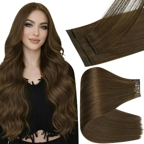 Miniatura 18 de Full Shine Invisi Edge - Extensiones de cabello con clip sin costuras, color negro azabache, cabello Remy inyectado de trama invisible para cabello
