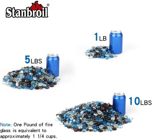 Miniatura 3 de Stanbroil - 10 libras de cuentas de vidrio ignífugo mezclado - 1/2 pulgada de cuentas de vidrio para fuego mezcladas de color azul caribeño, hielo