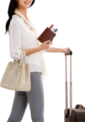 Miniatura 8 de WALNEW Funda para pasaporte, tarjetero para pasaporte de viaje, funda tipo cartera, E-Café, E