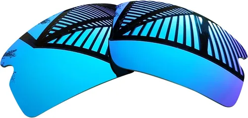Miniatura 5 de MYCOURAG 4 pares de lentes de repuesto para gafas de sol Oakley Flak 2.0 XL OO9188 negro sólido+titanio, azul hielo, rojo fuego