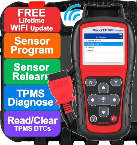 Autel MaxiTPMS TS508WF Herramienta de programación TPMS, reaprendizaje y reinicio WiFi para sensores de presión de neumáticos, diagnosticar, activar