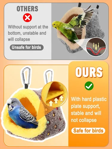 Miniatura 2 de Nido pequeño de invierno cálido para jaula - Cómoda cama para pájaros con tablero de soporte, hamaca colgante, caseta de cobertizo, cabaña escondite