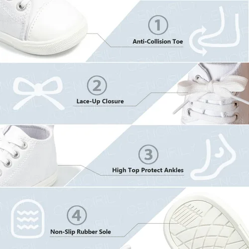 Miniatura 5 de KaKaKiKi - Tenis de lona para bebé, infante, niños, tenis con suela de goma antideslizante, tenis de caramelo caminantes, primerizos, precaminando
