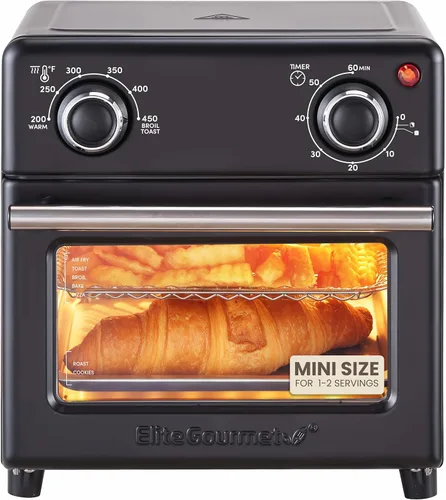 Miniatura 10 de Horno de Aire Frito Elite Gourmet EAF0852SS, Capacidad de 8.5 Qt. con función de freír al aire, asar, tostar, hornear y asar con convección, Acero