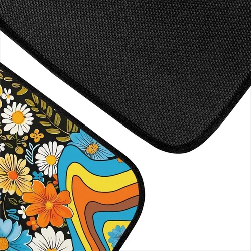 Miniatura 5 de 70S 80S Alfombra de suelo de automóvil con flores hippie y margaritas, 4 piezas, accesorio hippie para automóvil para mujeres, almohadilla de suelo