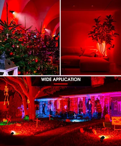 Miniatura 5 de L LOHAS LED Foco Navideño para Exterior, Luces Rojas para Patio, Encendido/Apagado Automático 5W 120V Iluminación de Paisaje para Casa