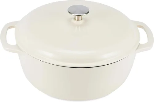 Miniatura 31 de Amazon Basics Olla de horno holandés de hierro fundido con tapa, esmaltada, redonda, doble asa, resistente, pequeña, 4.3 cuartos de galón, azul