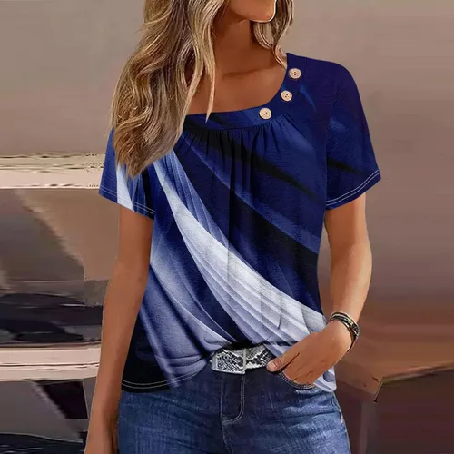 Miniatura 2 de Camisetas de manga corta con cuello cuadrado para mujer, blusas de trabajo informales de verano, tallas S-3XL