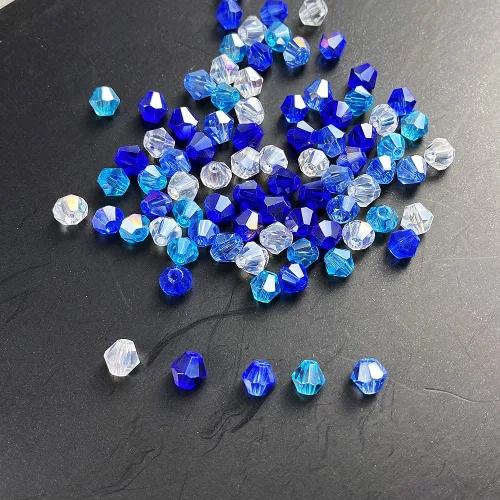Miniatura 2 de 1000 cuentas de cristal bicono de 0.157 pulgadas mezcla de cristal AB azul a granel cuentas facetadas para collares, pulseras, aretes, manualidades