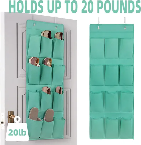 Miniatura 2 de Organizador de zapatos sobre la puerta, soporte de almacenamiento colgante con 12 bolsillos grandes para puerta de armario, zapatos para hombres