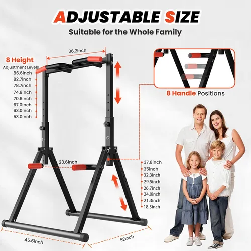 Miniatura 2 de DOBESTS Power Tower Pull Up Bar Free Standing, Adjustable Foldable Pull Up Station, Home Gym Strength Training Equipment 700LBS Black Style 1