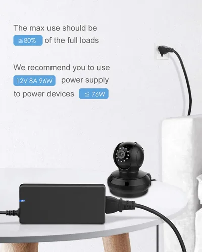 Miniatura 7 de ALITOVE Fuente de alimentación de 12 voltios 8A 96W Adaptador de CA 100-240V 50-60Hz a DC 12V Adaptador de fuente de alimentación 8Amp 6A 5A