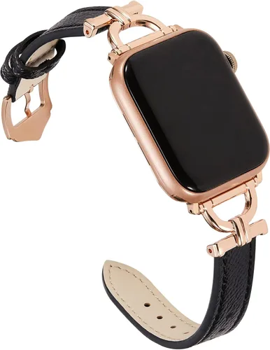 Miniatura 6 de Correa de cuero genuino compatible con Apple Watch para mujeres 38mm 40mm 41mm 42mm (serie 2024 10), correa de cuero delgada de diseñador