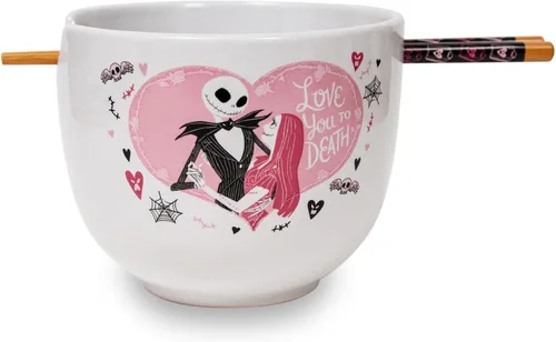 Miniatura 10 de Disney Lady And The Tramp Serenade - Juego de vajilla de cerámica para ramen, incluye cuenco de fideos de 20 onzas y palillos de madera