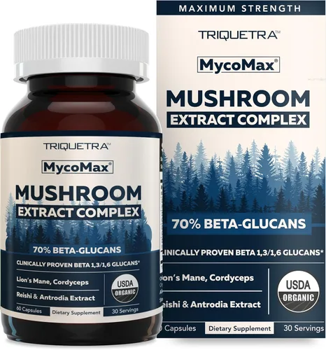 Miniatura 10 de Complejo de Hongos MycoMax - 70% Beta Glucanos, Suplemento de Hongos de Máxima Potencia, Cultivado en EE. UU. + Extracción Ultrasónica - Melena