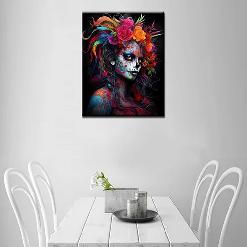 Miniatura 3 de Kit de Pintura por Números Retrato de Mujer Calavera de Azúcar 16x20 pulgadas de Lienzo DIY Pintura al Aceite para Niños, Estudiantes, Adultos Chica