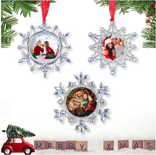 Miniatura 8 de Adornos fotográficos de Navidad, adornos de copo de nieve de 3.86 pulgadas, se adaptan a fotos de 2 pulgadas, decoraciones de nieve 2025