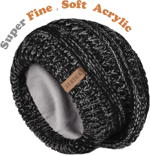 Miniatura 17 de FURTALK Gorros de invierno para mujer, con forro polar, gorro de punto holgado y cálido, gorro de esquí