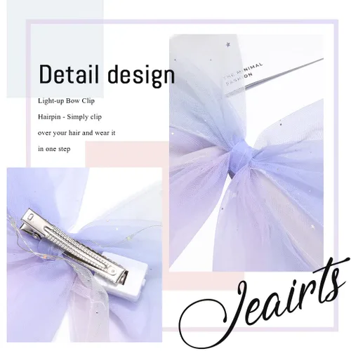 Miniatura 6 de JEAIRTS Lazos de tul con luces LED brillantes para el cabello para mujer