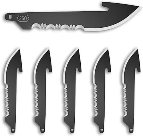 Miniatura 7 de OUTDOOR EDGE Paquete de cuchillas de punto de caída de 2.5" (negro, 6 cuchillas), código de hoja de compatibilidad 250