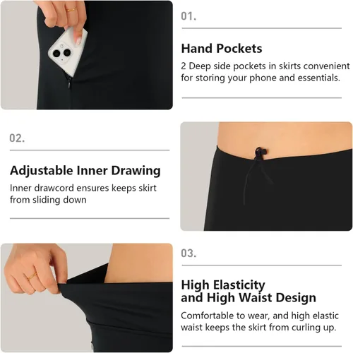 Miniatura 3 de Falda pantalón corta para mujer, falda hasta la rodilla, falda atlética, falda deportiva, falda para correr.