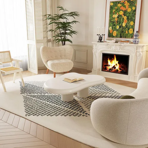 Miniatura 2 de Guyii Cloud - Mesa de centro moderna blanca para sala de estar, bonita mesa de té irregular para interiores con 3 patas, fácil montaje