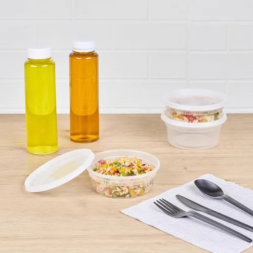 Miniatura 3 de Restaurantware -Asporto - Cajas para llevar de 8 onzas, 25 recipientes redondos para sopa para microondas - Tapas de plástico transparente