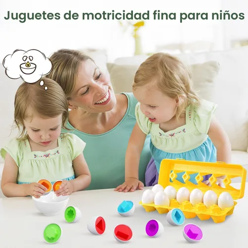 Miniatura 5 de CPSYUB Juguete de huevo a juego, 12 piezas para niños pequeños de 1 a 3 años, reconocimiento de forma y color de huevos de Pascua con cartón