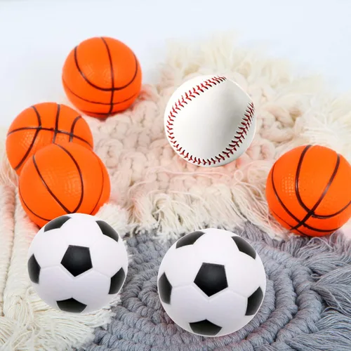 Miniatura 6 de 20 pelotas de espuma de 1.6 pulgadas para el estrés, pequeñas mini pelotas deportivas para apretar, regalos de fiesta de baloncesto para niños