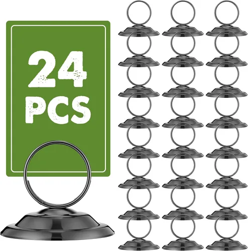 Miniatura 11 de MotiMind 24 soportes de metal para números de mesa, soportes de metal para números de mesa de boda, soportes para letreros de mesa para fotos, menú