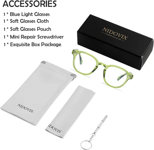 Miniatura 7 de Gafas Retro Redondas de Bloqueo de Luz Azul para Hombres y Mujeres, Montura Vintage sin Prescripción para Lectura de Computadora