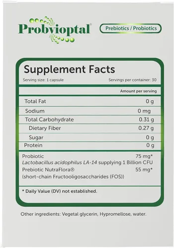 Miniatura 3 de Probvioptal, 30 cápsulas, probióticos y prebióticos, Duocap, 1 mil millones de UFC, sin gluten