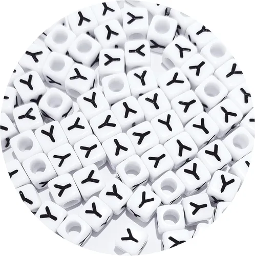 Miniatura 18 de Cuentas cuadradas de letras acrílicas de 0.236 x 0.236 pulgadas, cuentas A del alfabeto para pulseras, joyería, llavero DIY, 100