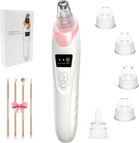 Miniatura 8 de Aspiradora de poros para eliminar puntos negros, limpiador facial de poros, 5 potencias de succión, 5 sondas, kit de aspiradora de puntos negros