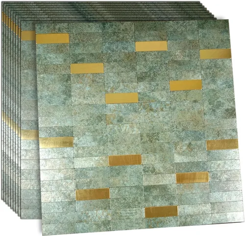 Miniatura 14 de XUANINY Azulejos de Mosaico de Aluminio Autoadhesivos para Despegar y Pegar, Pegatinas de Azulejos de Pared para Salpicadero de Cocina