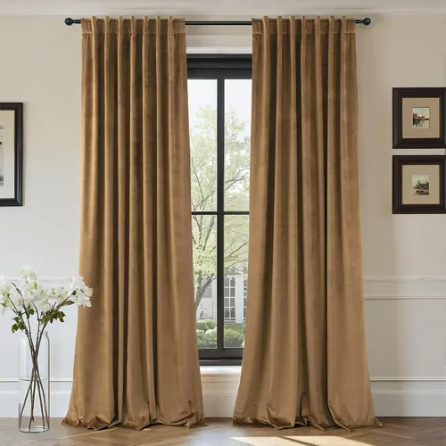 Miniatura 24 de Cortinas de terciopelo opacas para oscurecer la habitación de 63 pulgadas de largo para sala de estar, comedor, 2 paneles, privacidad pesada