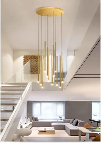 Miniatura 2 de Candelabros, Moderno Foyer Alto Lámpara de Entrada, Duplex Espiral Escalera Tubo Largo de Iluminación de Techo Lamparas Techo, Ajustable Grande