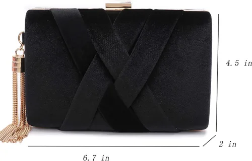 Miniatura 3 de CARIEDO Bolso de noche para mujer, bolso de mano de tela de terciopelo para novia, para boda, baile de graduación, salida nocturna y fiesta